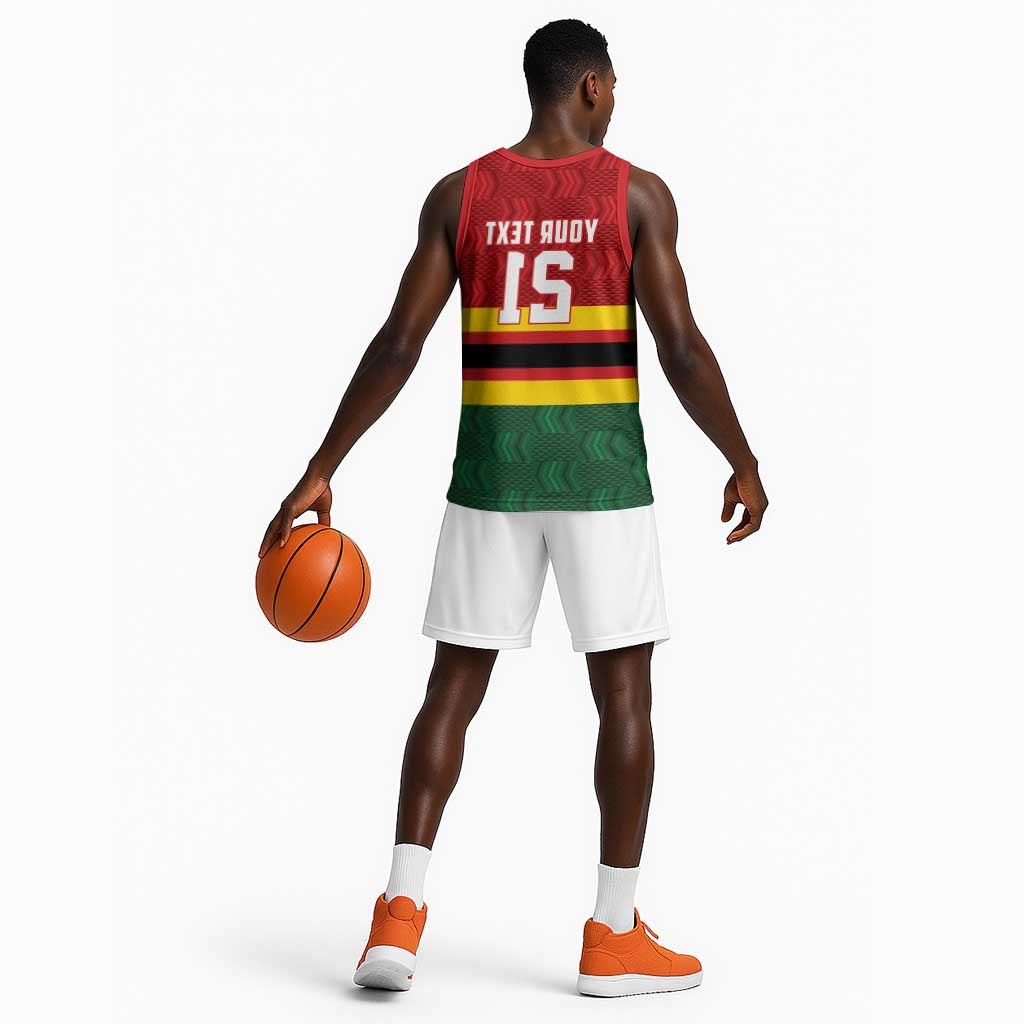 Custom Africa Cricket Zimbabwe Basketball Jersey Zimbabwean Pattern Flag Motif - African Pride