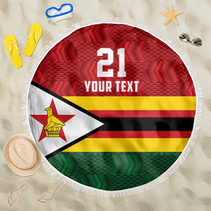 Custom Africa Cricket Zimbabwe Beach Blanket Zimbabwean Pattern Flag Motif - African Pride