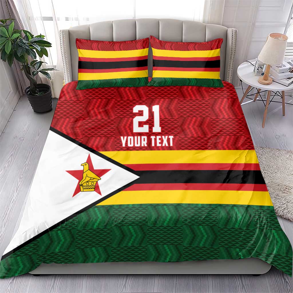Custom Africa Cricket Zimbabwe Bedding Set Zimbabwean Pattern Flag Motif - African Pride