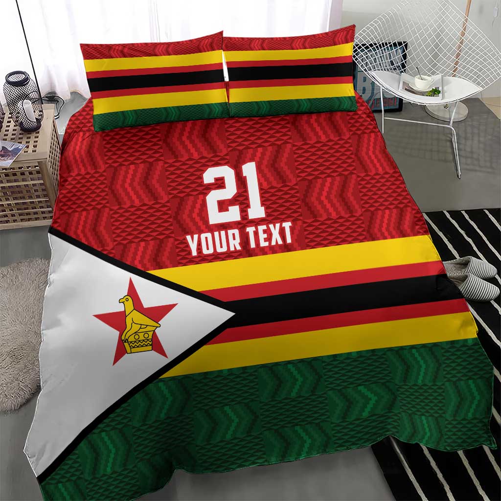 Custom Africa Cricket Zimbabwe Bedding Set Zimbabwean Pattern Flag Motif - African Pride