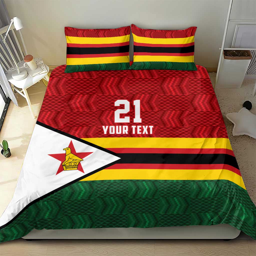 Custom Africa Cricket Zimbabwe Bedding Set Zimbabwean Pattern Flag Motif - African Pride