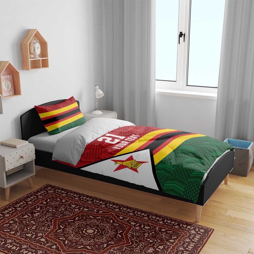 Custom Africa Cricket Zimbabwe Bedding Set Zimbabwean Pattern Flag Motif - African Pride
