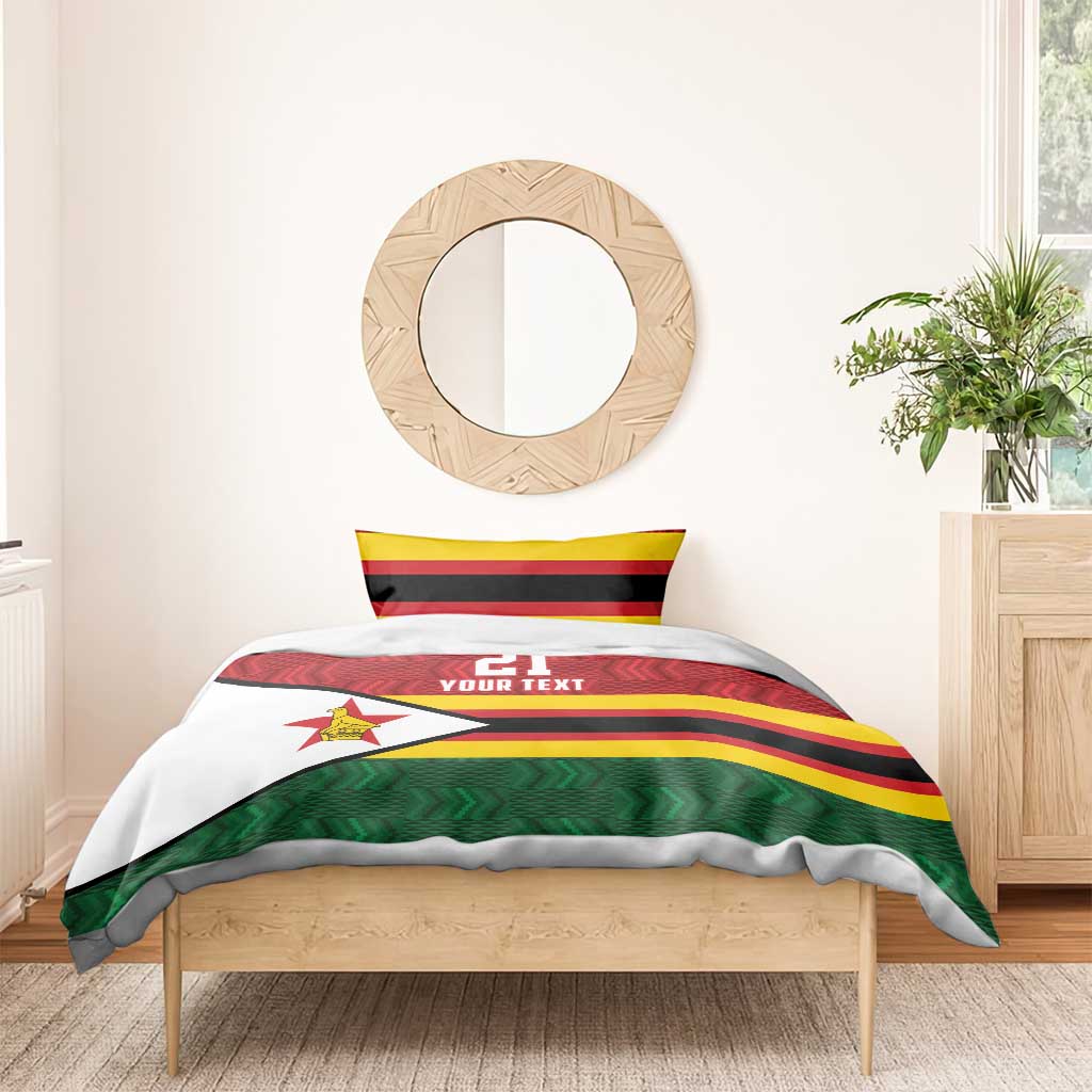 Custom Africa Cricket Zimbabwe Bedding Set Zimbabwean Pattern Flag Motif - African Pride