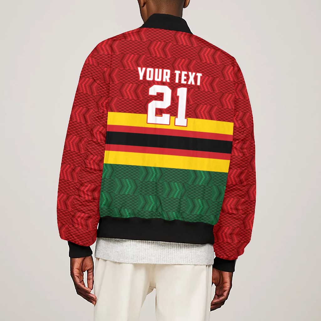 Custom Africa Cricket Zimbabwe Bomber Jacket Zimbabwean Pattern Flag Motif - African Pride