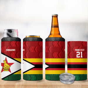 Custom Africa Cricket Zimbabwe 4 in 1 Can Cooler Tumbler Zimbabwean Pattern Flag Motif - African Pride