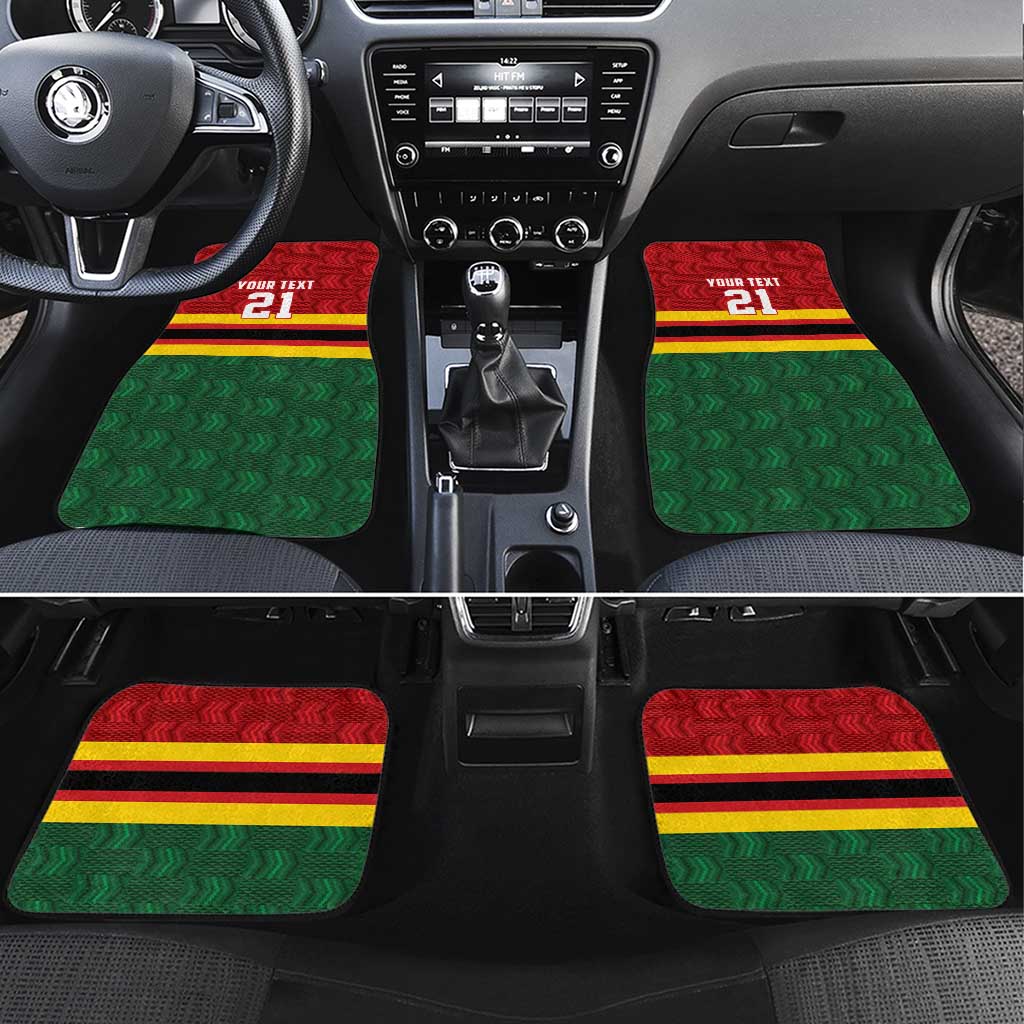 Custom Africa Cricket Zimbabwe Car Mats Zimbabwean Pattern Flag Motif - African Pride