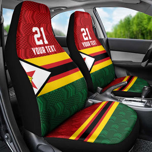 Custom Africa Cricket Zimbabwe Car Seat Cover Zimbabwean Pattern Flag Motif - African Pride