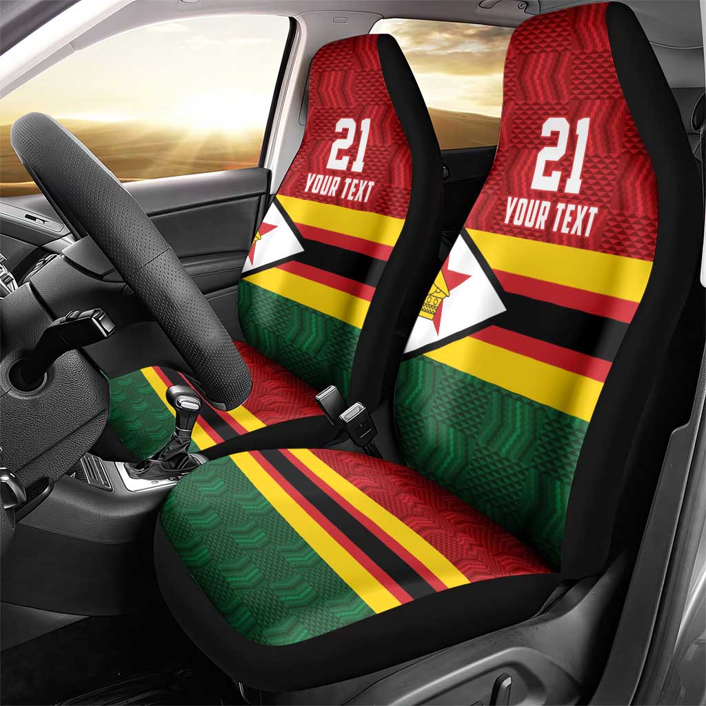Custom Africa Cricket Zimbabwe Car Seat Cover Zimbabwean Pattern Flag Motif - African Pride