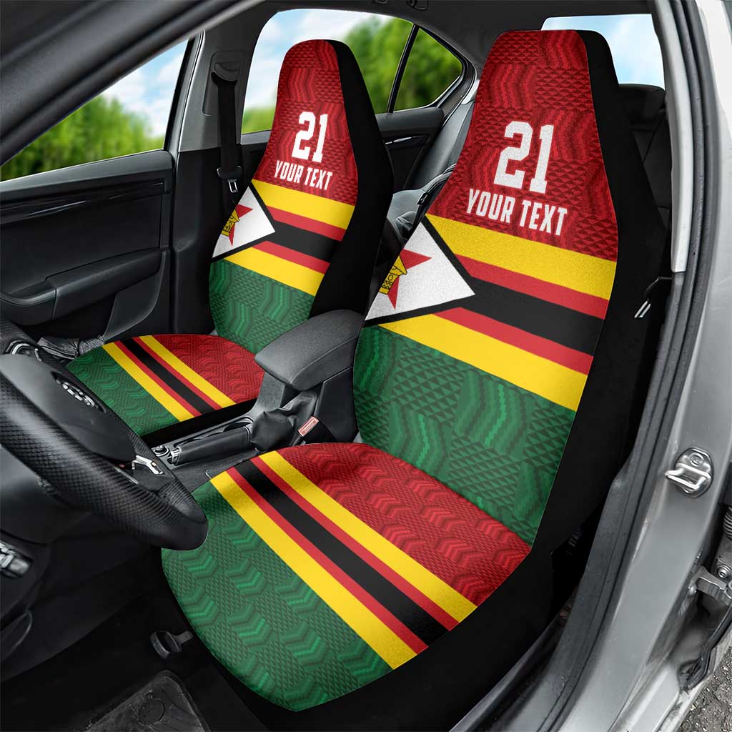 Custom Africa Cricket Zimbabwe Car Seat Cover Zimbabwean Pattern Flag Motif - African Pride