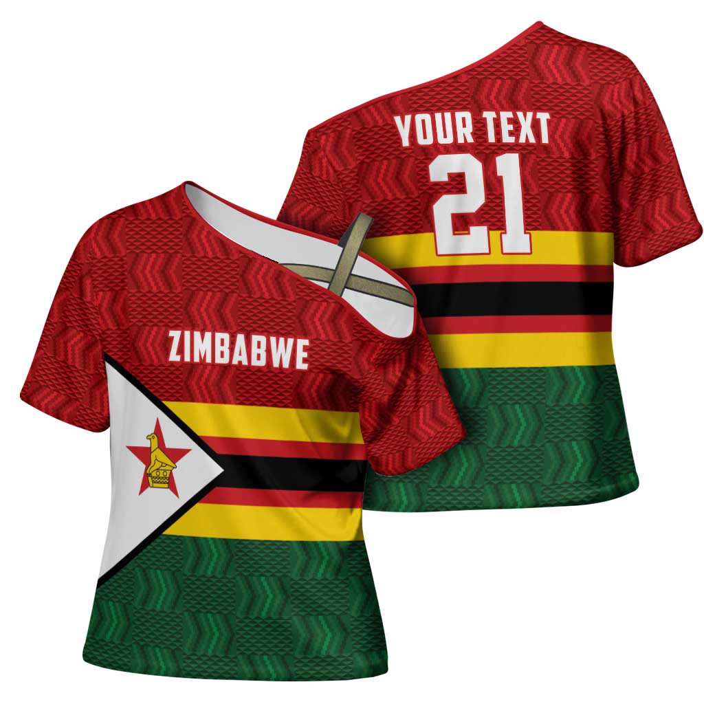 Custom Africa Cricket Zimbabwe Cross Shoulder Shirt Zimbabwean Pattern Flag Motif