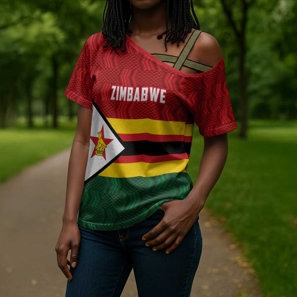 Custom Africa Cricket Zimbabwe Cross Shoulder Shirt Zimbabwean Pattern Flag Motif