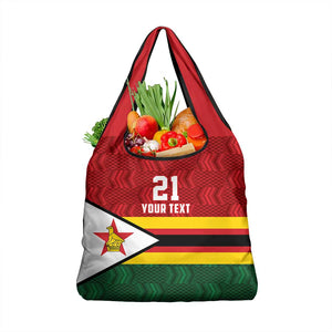 Custom Africa Cricket Zimbabwe Grocery Bag Zimbabwean Pattern Flag Motif - African Pride