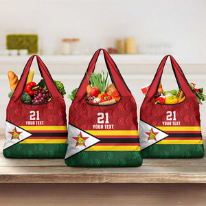 Custom Africa Cricket Zimbabwe Grocery Bag Zimbabwean Pattern Flag Motif - African Pride