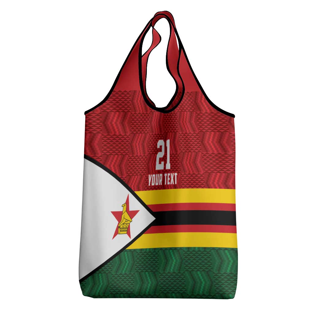 Custom Africa Cricket Zimbabwe Grocery Bag Zimbabwean Pattern Flag Motif - African Pride