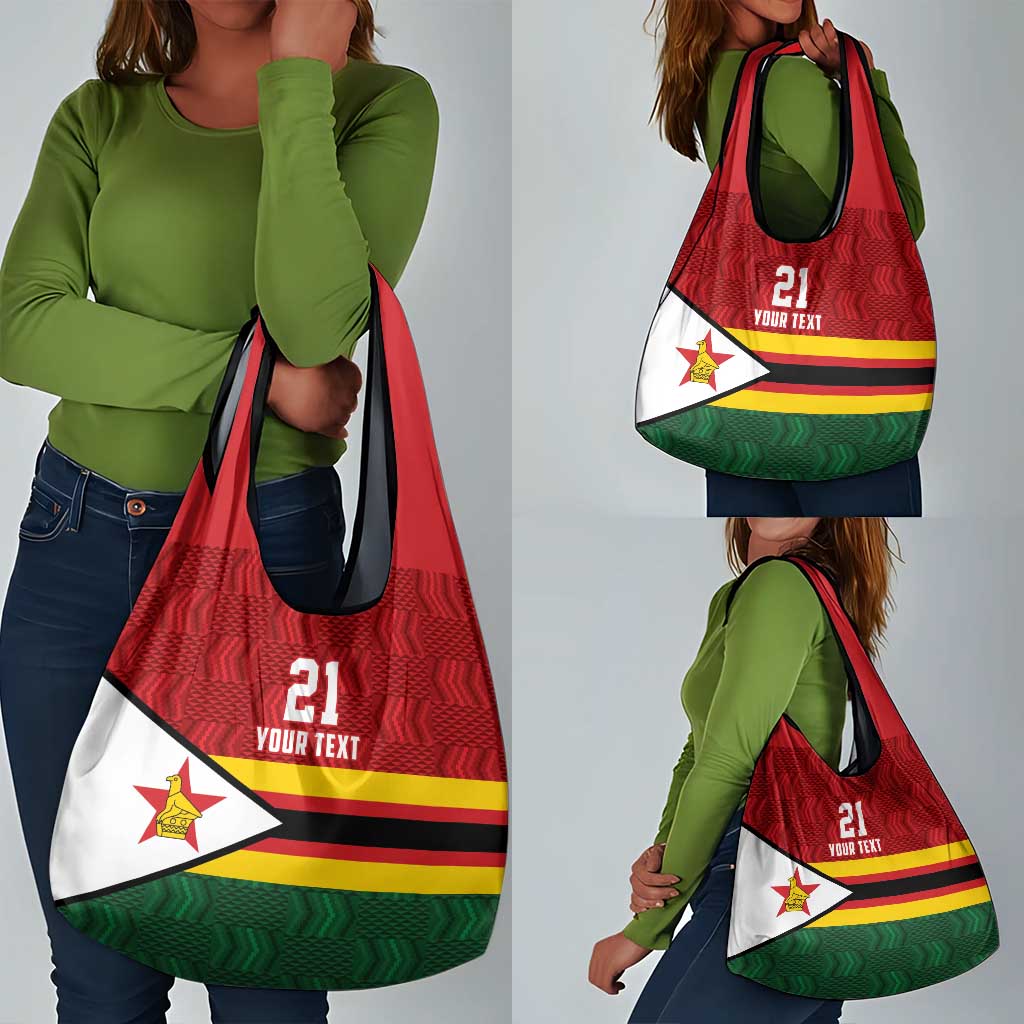 Custom Africa Cricket Zimbabwe Grocery Bag Zimbabwean Pattern Flag Motif - African Pride