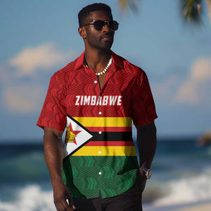 Custom Africa Cricket Zimbabwe Hawaiian Shirt Zimbabwean Pattern Flag Motif - African Pride