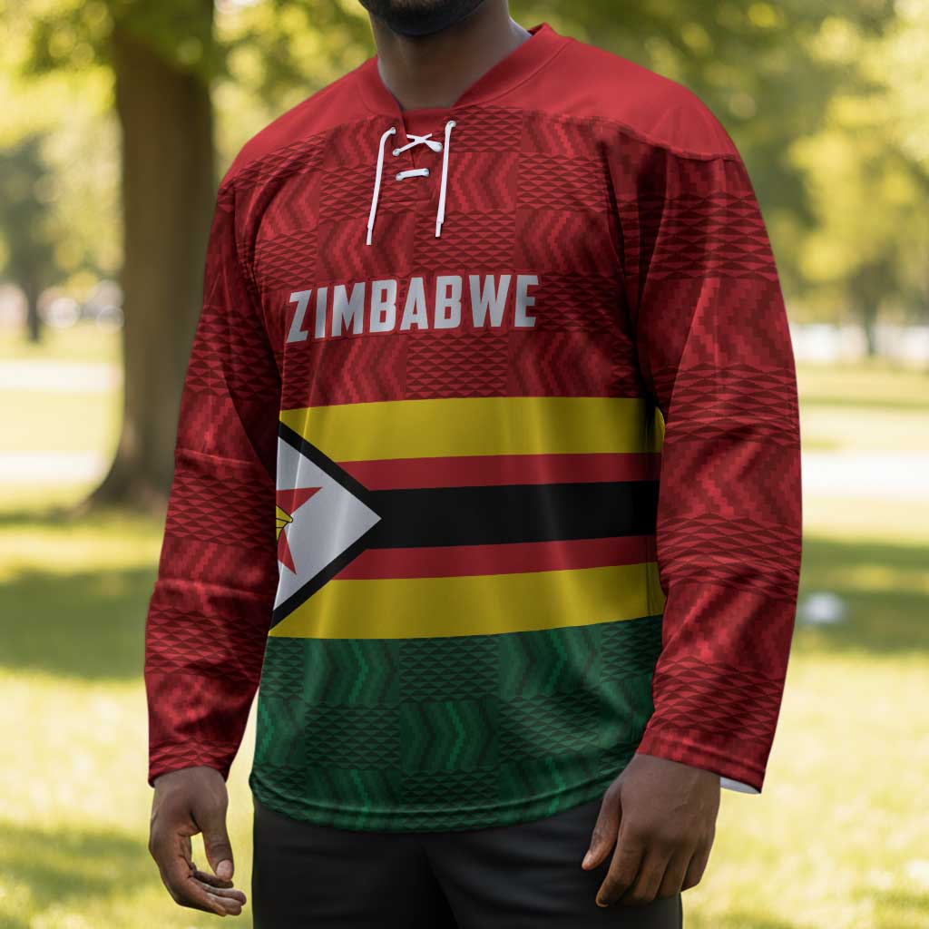 Custom Africa Cricket Zimbabwe Hockey Jersey Zimbabwean Pattern Flag Motif