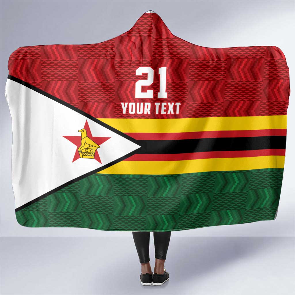 Custom Africa Cricket Zimbabwe Hooded Blanket Zimbabwean Pattern Flag Motif - African Pride
