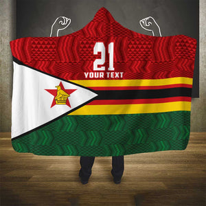 Custom Africa Cricket Zimbabwe Hooded Blanket Zimbabwean Pattern Flag Motif - African Pride