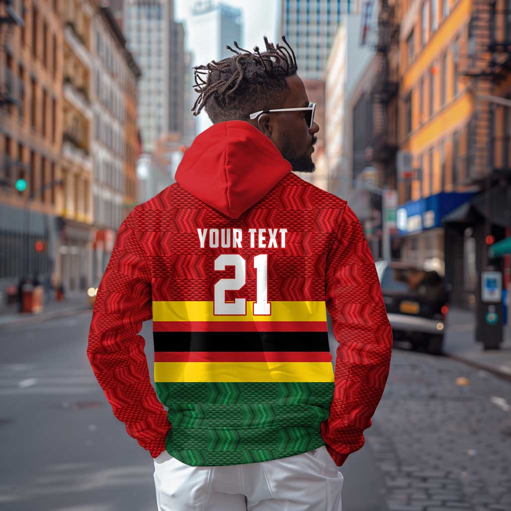 Custom Africa Cricket Zimbabwe Hoodie Zimbabwean Pattern Flag Motif - African Pride