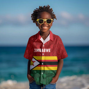 Custom Africa Cricket Zimbabwe Kid Hawaiian Shirt Zimbabwean Pattern Flag Motif - African Pride