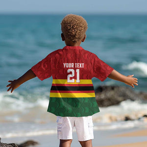 Custom Africa Cricket Zimbabwe Kid Hawaiian Shirt Zimbabwean Pattern Flag Motif - African Pride