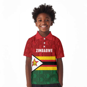 Custom Africa Cricket Zimbabwe Kid Polo Shirt Zimbabwean Pattern Flag Motif - African Pride