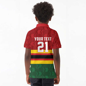 Custom Africa Cricket Zimbabwe Kid Polo Shirt Zimbabwean Pattern Flag Motif - African Pride