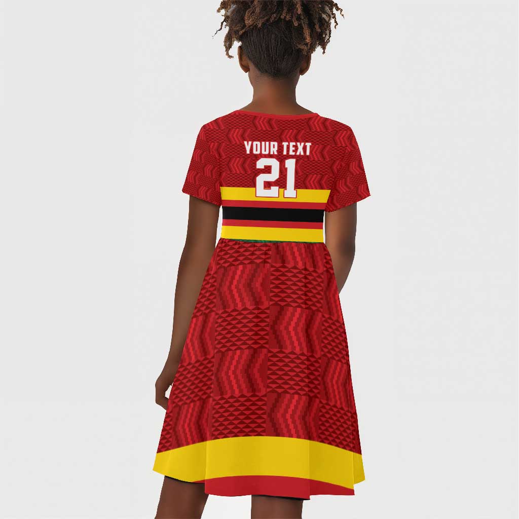 Custom Africa Cricket Zimbabwe Kid Short Sleeve Dress Zimbabwean Pattern Flag Motif - African Pride