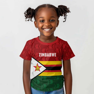 Custom Africa Cricket Zimbabwe Kid T shirt Zimbabwean Pattern Flag Motif - African Pride