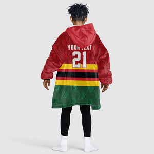 Custom Africa Cricket Zimbabwe Kid Wearable Blanket Hoodie Zimbabwean Pattern Flag Motif - African Pride