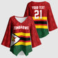 Custom Africa Cricket Zimbabwe Kimono Sleeve Blouse Zimbabwean Pattern Flag Motif