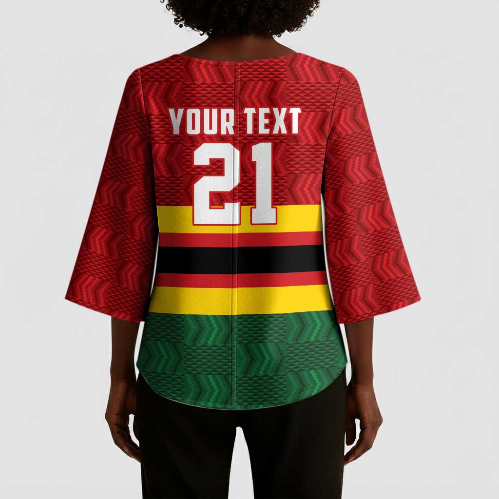 Custom Africa Cricket Zimbabwe Kimono Sleeve Blouse Zimbabwean Pattern Flag Motif