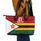Custom Africa Cricket Zimbabwe Leather Tote Bag Zimbabwean Pattern Flag Motif - African Pride