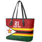 Custom Africa Cricket Zimbabwe Leather Tote Bag Zimbabwean Pattern Flag Motif - African Pride