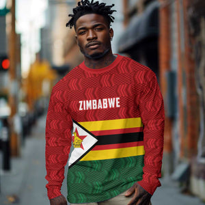 Custom Africa Cricket Zimbabwe Long Sleeve Shirt Zimbabwean Pattern Flag Motif - African Pride