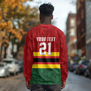 Custom Africa Cricket Zimbabwe Long Sleeve Shirt Zimbabwean Pattern Flag Motif - African Pride