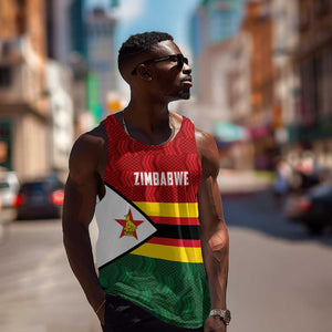 Custom Africa Cricket Zimbabwe Men Tank Top Zimbabwean Pattern Flag Motif - African Pride