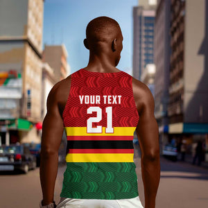 Custom Africa Cricket Zimbabwe Men Tank Top Zimbabwean Pattern Flag Motif - African Pride
