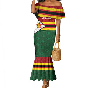 Custom Africa Cricket Zimbabwe Mermaid Dress Zimbabwean Pattern Flag Motif - African Pride