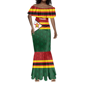 Custom Africa Cricket Zimbabwe Mermaid Dress Zimbabwean Pattern Flag Motif - African Pride