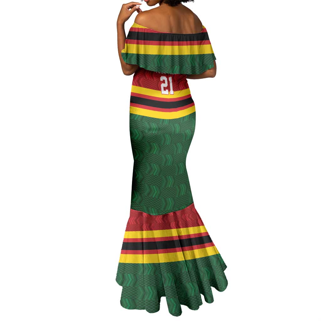 Custom Africa Cricket Zimbabwe Mermaid Dress Zimbabwean Pattern Flag Motif - African Pride