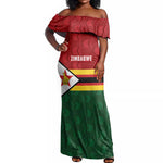 Custom Africa Cricket Zimbabwe Off Shoulder Maxi Dress Zimbabwean Pattern Flag Motif - African Pride