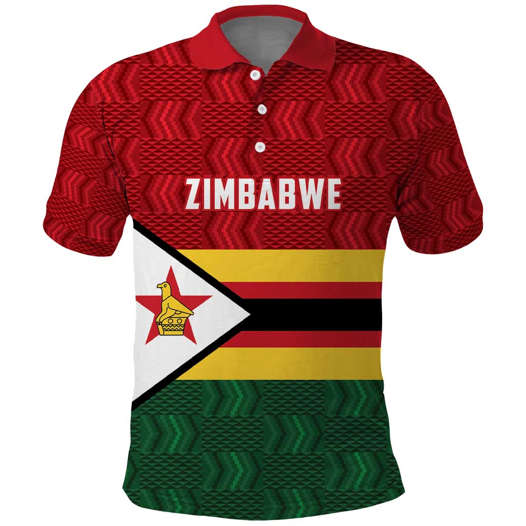 Custom Africa Cricket Zimbabwe Polo Shirt Zimbabwean Pattern Flag Motif - African Pride