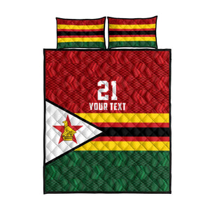 Custom Africa Cricket Zimbabwe Quilt Bed Set Zimbabwean Pattern Flag Motif - African Pride