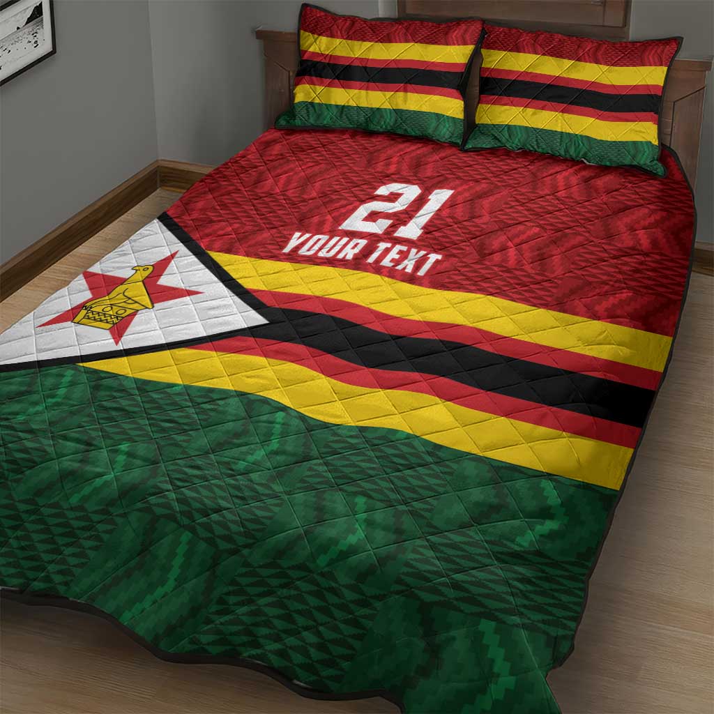 Custom Africa Cricket Zimbabwe Quilt Bed Set Zimbabwean Pattern Flag Motif - African Pride