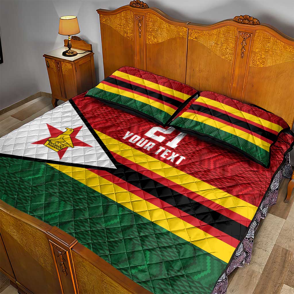 Custom Africa Cricket Zimbabwe Quilt Bed Set Zimbabwean Pattern Flag Motif - African Pride