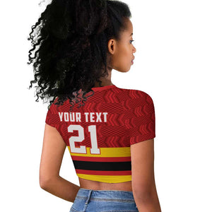 Custom Africa Cricket Zimbabwe Raglan Cropped T shirt Zimbabwean Pattern Flag Motif - African Pride