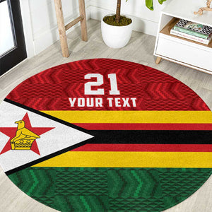 Custom Africa Cricket Zimbabwe Round Carpet Zimbabwean Pattern Flag Motif - African Pride