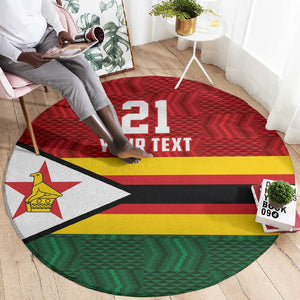 Custom Africa Cricket Zimbabwe Round Carpet Zimbabwean Pattern Flag Motif - African Pride